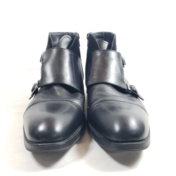 Alfani Callan Mens Size 9.5 Black Monk Strap Ankle Boots Leather Upper - Picture 6 of 9